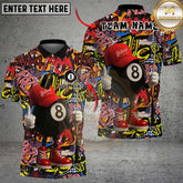 Maxcorners Graffiti Style 8-Ball Billiard Multicolor Customized Name, Team Name 3D Shirt