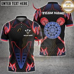 Maxcorners Darts Flame Dartboard Classic Pattern Multicolor Customized Name, Team Name 3D Shirts