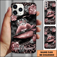 Maxcorners Luxury Rose Crown Lips Dart Personalized Name Phone Case