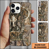 Maxcorners Buck & Skull Camo Personalized Name Phone Case (4 colors)