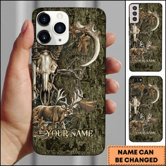 Maxcorners Buck & Skull Camo Personalized Name Phone Case (4 colors)