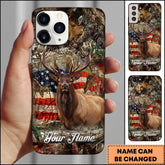 Maxcorners Elk Hunting American Flag Personalized Name Phone Case