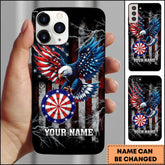 Maxcorners Darts American Eagle Flag Lightning Personalized Name 3D Phone Case