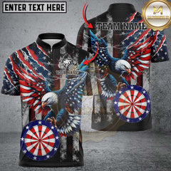 Maxcorners Darts Eagle American Flag Lightning Personalized Name 3D Unisex Shirt