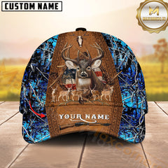 Maxcorners Buck & Antlers Rustic Camo Hunting Personalized 3D Cap Printed Multicolor