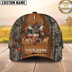 Maxcorners Buck & Antlers Rustic Camo Hunting Personalized 3D Cap Printed Multicolor