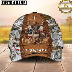 Maxcorners Buck & Antlers Rustic Camo Hunting Personalized 3D Cap Printed Multicolor