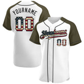 Maxcorners Custom Black Vintage USA Flag Crimson-Cream Premium Raglan Sleeves Baseball Jersey LM0210