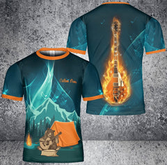 Maxcorners Custom Name Bear Camping Guiter Love Music 3D Shirts