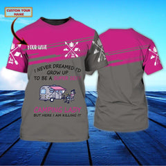 Maxcorners Customized Name Camping Lady Shirt