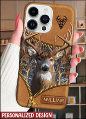 Maxcorners Deer Hunting Zip Pattern Personalized Name Phone Case LM1012