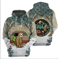 Maxcorners Camping I Hate People Sloth Shirt All Over Print 3D