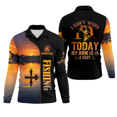 Maxcorners Can't Work Today My Arm Is In A Cast Fishing Shirt, Hooded Sun Shirt, Mens Fishing Shirt, Funny Fishing Shirt