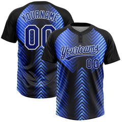 Maxcorners Custom Black Royal-Powder Blue 3D Pattern Two-Button Unisex Softball Jersey
LM0609