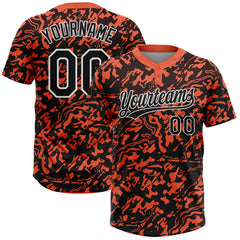 Maxcorners Custom Orange Black-White 3D Pattern Two-Button Unisex Softball Jersey
LM0609