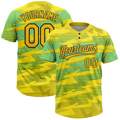 Maxcorners Custom Gold Gold Black-Light Blue 3D Pattern Two-Button Unisex Softball Jersey
LM0609