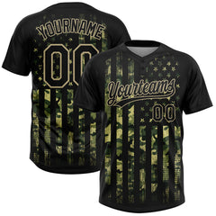 Maxcorners Custom Camo Black-Old Gold 3D American Flag Salute To Service Two-Button Unisex Softball Jersey
LM0609