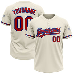 Maxcorners Custom Cream Red-Royal Two-Button Unisex Softball Jersey
LM0609