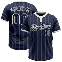 Maxcorners Custom Navy White Pinstripe White Two-Button Unisex Softball Jersey
LM0609