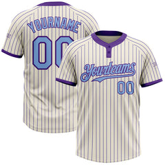 Maxcorners Custom Cream Purple Pinstripe Light Blue Two-Button Unisex Softball Jersey
LM0609
