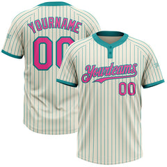 Maxcorners Custom Cream Teal Pinstripe Pink Two-Button Unisex Softball Jersey
LM0609