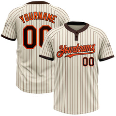 Maxcorners Custom Cream Brown Pinstripe Orange Two-Button Unisex Softball Jersey
LM0609