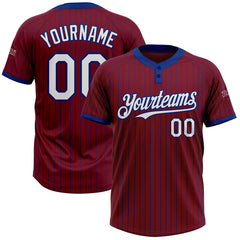 Maxcorners Custom Crimson Royal Pinstripe White Two-Button Unisex Softball Jersey
LM0609