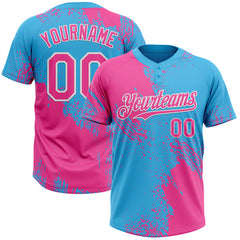 Maxcorners Custom Pink Sky Blue-White 3D Pattern Abstract Brush Stroke Two-Button Unisex Softball Jersey
LM0609