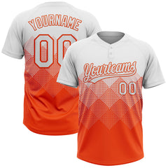 Maxcorners Custom White Orange 3D Gradient Square Shape Two-Button Unisex Softball Jersey
LM0609