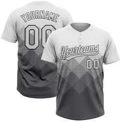 Maxcorners Custom White Steel Gray 3D Gradient Square Shape Two-Button Unisex Softball Jersey
LM0609