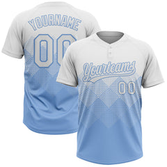 Maxcorners Custom White Light Blue 3D Gradient Square Shape Two-Button Unisex Softball Jersey
LM0609