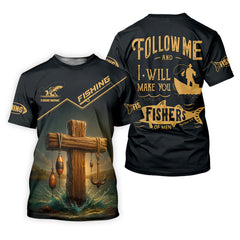 Maxcorners Follow Me And I Will Make You Fishers Of Men Fishing UPF Shirts, Jesus Fishing Shirt, Funny Fishing Shirt