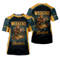 Maxcorners Weekend Hooker Sasquatch Fishing UPF Shirts, Funny Fishing Shirt, Men's Fishing Shirt