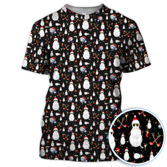 Maxcorners Funny Snowman Golf Shirt For Men, Christmas Golf Polos, Black Holiday Golf Shirt, Xmas Gift For Golfers