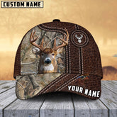 Maxcorners Hunting Deer Premium Leather Pattern Personalized Hats 3D Multicolored