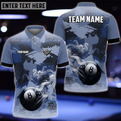 Maxcorners Billiards 8 Ball Smoke Art Personalized Name 3D Shirt