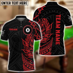 Maxcorners Billiards Viking Red & Black Pattern Personalized Name 3D Shirt