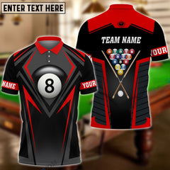 Maxcorners Billiards 8 Ball Champion Personalized Name 3D Shirt (Multi Color Options)