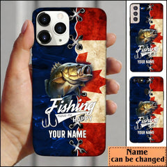 Maxcorners Bass Fishing Blue Flag Personalized Name Phone Case (USA, CA, AU) LM1812