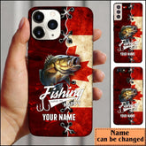 Maxcorners Bass Fishing Red Flag Personalized Name Phone Case (USA, CA, AU) LM1812