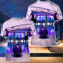 Maxcorners Purple Bowling Ball Personalized Name 3D Shirt