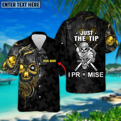 Maxcorners Black Skull Just The Tip I Promise Personalized Name Hawaiian Shirt