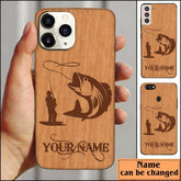 Maxcorners Fishman Wooden Personalized Name Phone Case LM1812