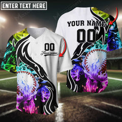 Maxcorners Baseball Jersey Multicolor Smoke Pattern Custom 3D Shirt