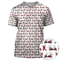 Maxcorners Funny Christmas Golf Pattern Shirt, Santa Golf Cart Polos For Men, Golf Gift For Golfer