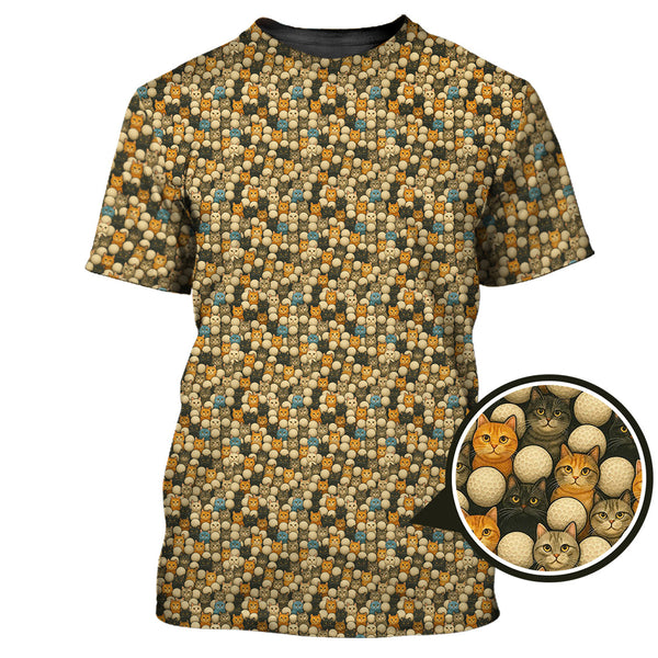 Maxcorners Funny Cat Golf Shirt For Golfer - Cat Pattern Golf Shirt - Golf Gift For Cat Lovers