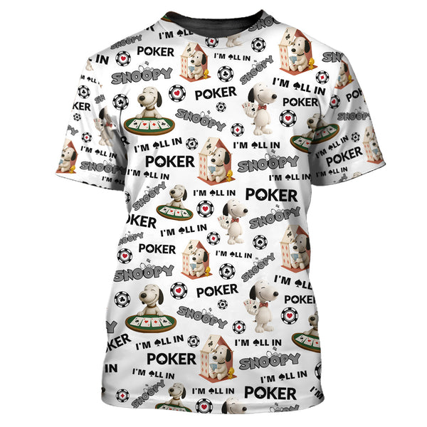 Snoopy Poker Shirt – Funny “I’m All In” Dog Poker Shirt – Cartoon Gambling Tee for Men