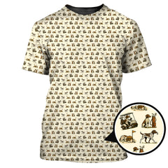 Maxcorners Pattern Golf Shirt, Pointer Golf Polos, Dog Golf Shirt For Men, Crazy Golf Shirt For Golfers