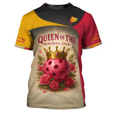 Maxcorners Custom Name Women's Funny Pickleball Polos, Queen Of The Pickleball Court Shirt, Funny Pickleball Shirts LM0509
