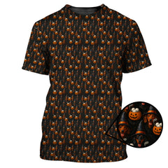 Maxcorners Halloween Dachshund Pattern Golf Shirt, Funny Dog Golf Polos, Spooky Halloween Golf Shirt For Golfer
